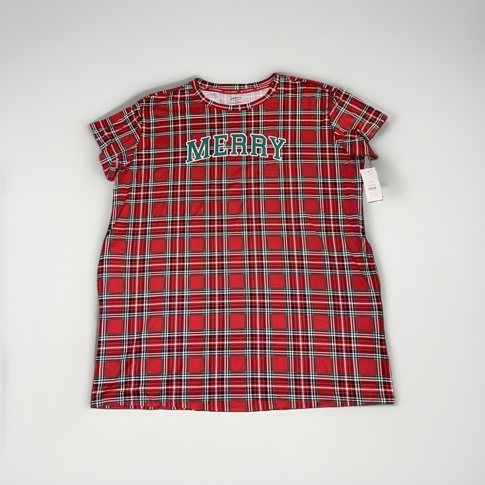New! Joyspun Women's 2X-3X Nightgown/ Sleep Shirt DressPockets "MERRY" Christmas